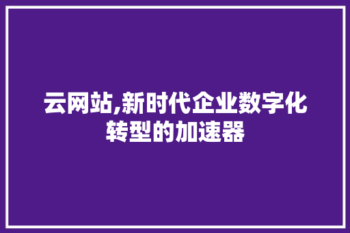 云网站,新时代企业数字化转型的加速器