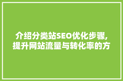 介绍分类站SEO优化步骤,提升网站流量与转化率的方法