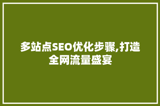 多站点SEO优化步骤,打造全网流量盛宴