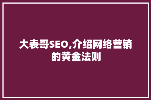 大表哥SEO,介绍网络营销的黄金法则