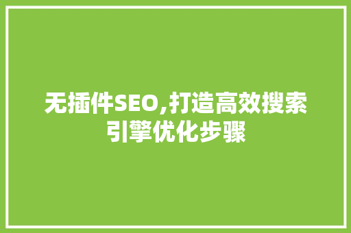 无插件SEO,打造高效搜索引擎优化步骤