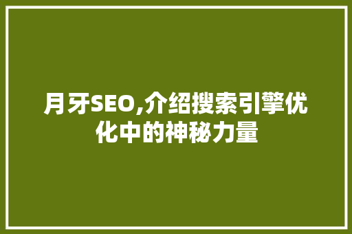 月牙SEO,介绍搜索引擎优化中的神秘力量