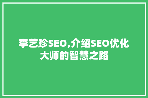 李艺珍SEO,介绍SEO优化大师的智慧之路