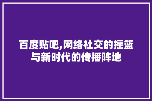 百度贴吧,网络社交的摇篮与新时代的传播阵地