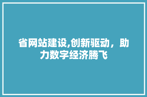省网站建设,创新驱动，助力数字经济腾飞
