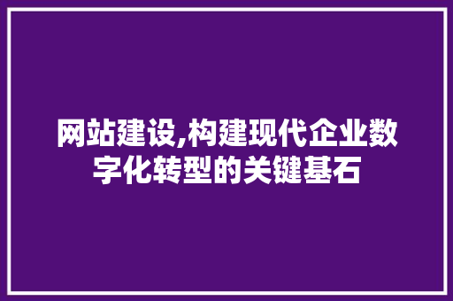 网站建设,构建现代企业数字化转型的关键基石