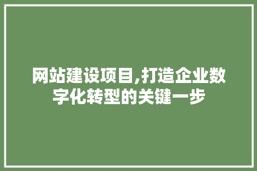 网站建设项目,打造企业数字化转型的关键一步