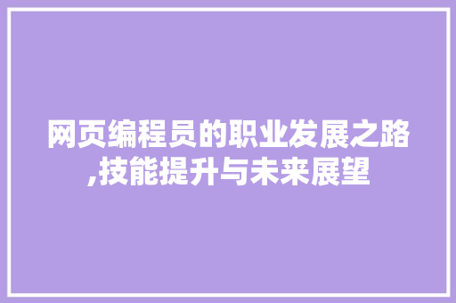 网页编程员的职业发展之路,技能提升与未来展望