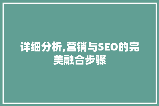 详细分析,营销与SEO的完美融合步骤