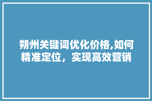 朔州关键词优化价格,如何精准定位，实现高效营销