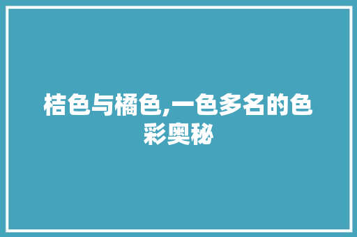 桔色与橘色,一色多名的色彩奥秘