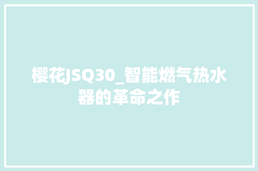 樱花JSQ30_智能燃气热水器的革命之作