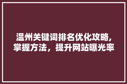 温州关键词排名优化攻略,掌握方法，提升网站曝光率