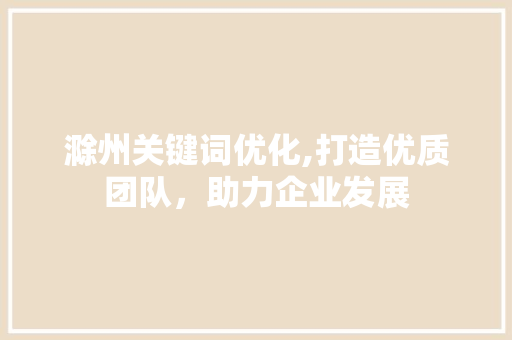 滁州关键词优化,打造优质团队，助力企业发展