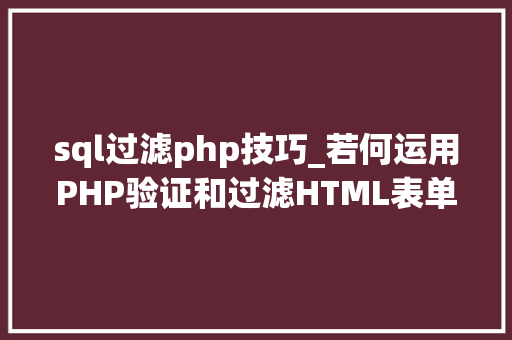 sql过滤php技巧_若何运用PHP验证和过滤HTML表单提交的数据示例代码剖析