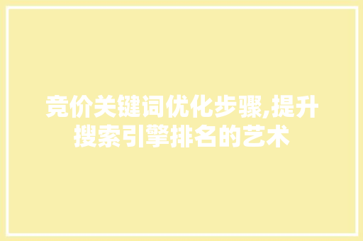 竞价关键词优化步骤,提升搜索引擎排名的艺术