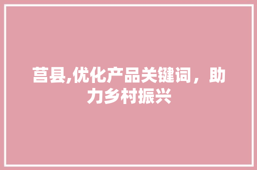 莒县,优化产品关键词，助力乡村振兴