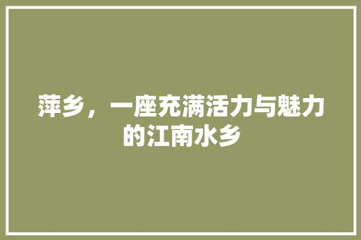 萍乡，一座充满活力与魅力的江南水乡