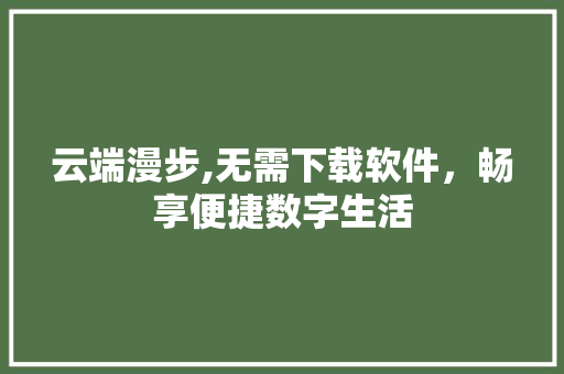 云端漫步,无需下载软件，畅享便捷数字生活