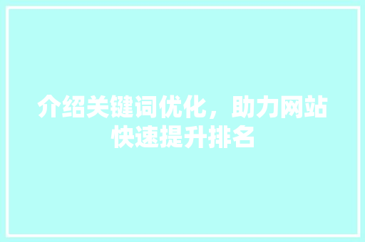 介绍关键词优化，助力网站快速提升排名