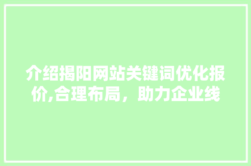 介绍揭阳网站关键词优化报价,合理布局，助力企业线上腾飞