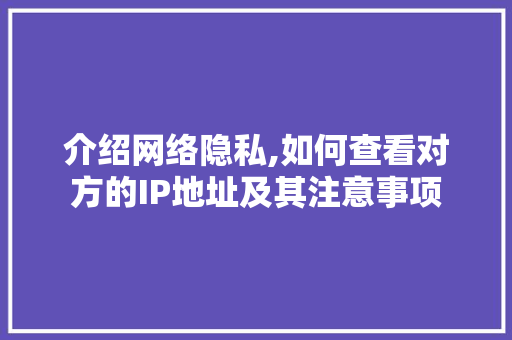 介绍网络隐私,如何查看对方的IP地址及其注意事项