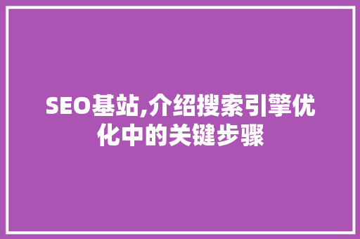 SEO基站,介绍搜索引擎优化中的关键步骤