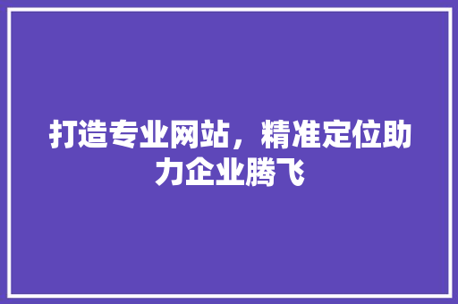 打造专业网站，精准定位助力企业腾飞