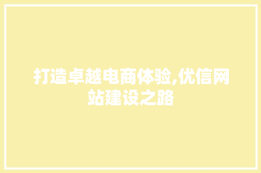 打造卓越电商体验,优信网站建设之路