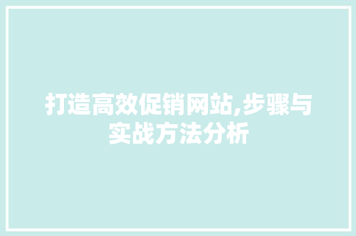 打造高效促销网站,步骤与实战方法分析