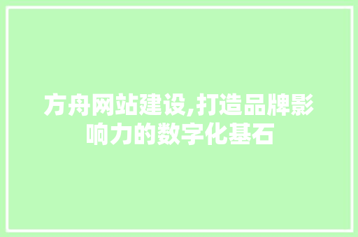 方舟网站建设,打造品牌影响力的数字化基石