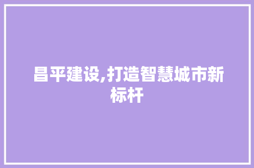 昌平建设,打造智慧城市新标杆