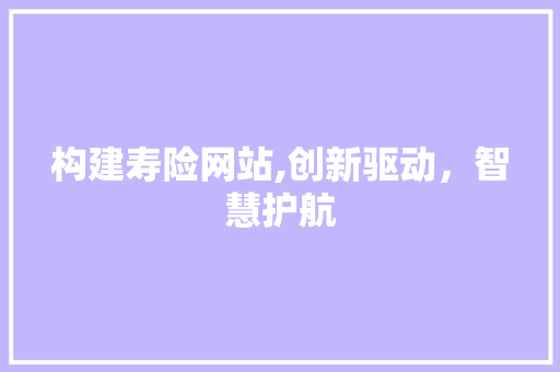 构建寿险网站,创新驱动，智慧护航