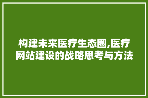 构建未来医疗生态圈,医疗网站建设的战略思考与方法探索