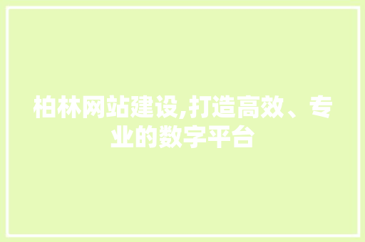 柏林网站建设,打造高效、专业的数字平台