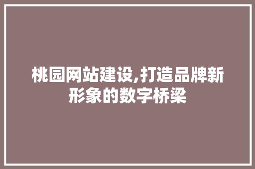桃园网站建设,打造品牌新形象的数字桥梁