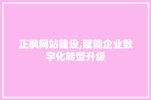 正枫网站建设,赋能企业数字化转型升级