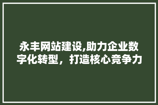 永丰网站建设,助力企业数字化转型，打造核心竞争力