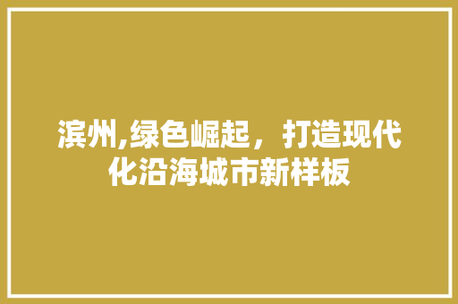 滨州,绿色崛起，打造现代化沿海城市新样板