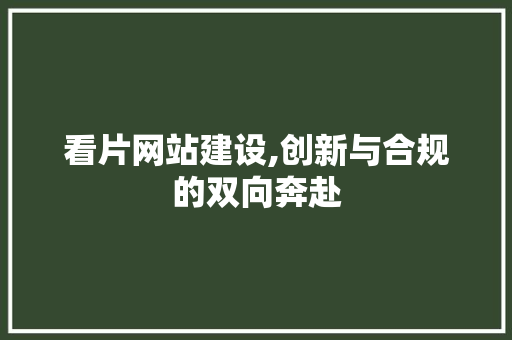 看片网站建设,创新与合规的双向奔赴
