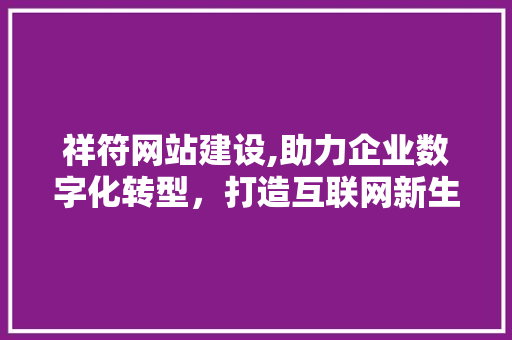 祥符网站建设,助力企业数字化转型，打造互联网新生态