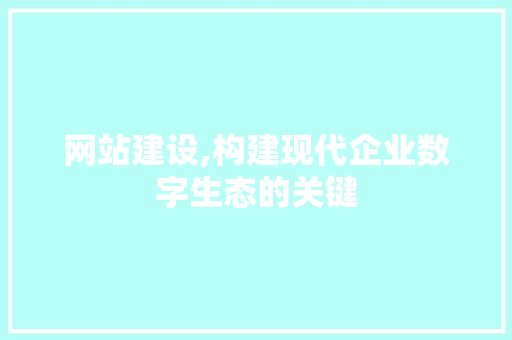 网站建设,构建现代企业数字生态的关键