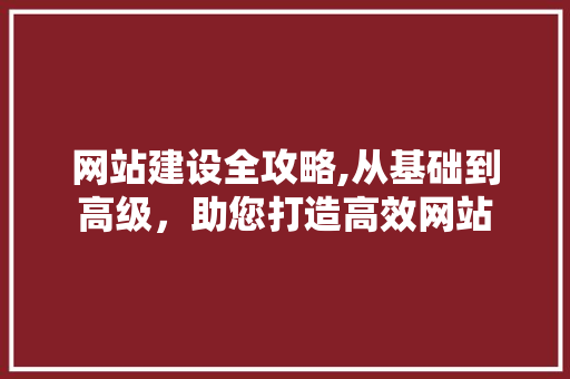 网站建设全攻略,从基础到高级，助您打造高效网站