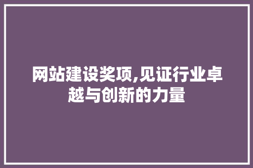网站建设奖项,见证行业卓越与创新的力量
