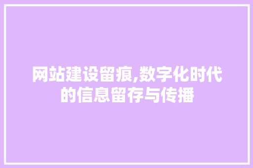 网站建设留痕,数字化时代的信息留存与传播