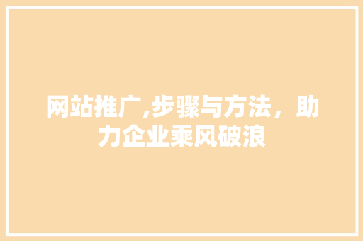 网站推广,步骤与方法，助力企业乘风破浪