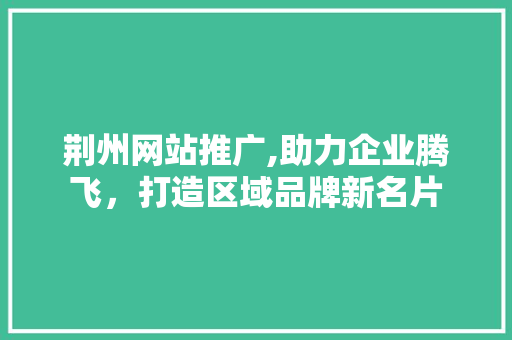 荆州网站推广,助力企业腾飞，打造区域品牌新名片