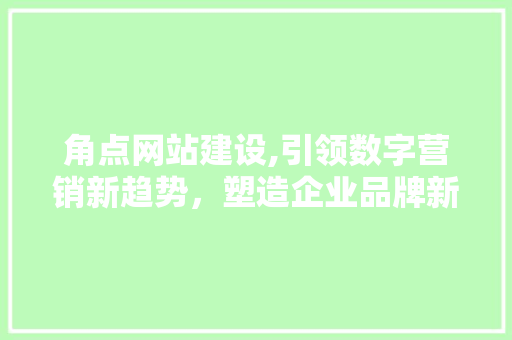 角点网站建设,引领数字营销新趋势，塑造企业品牌新高度