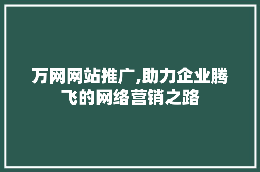 万网网站推广,助力企业腾飞的网络营销之路