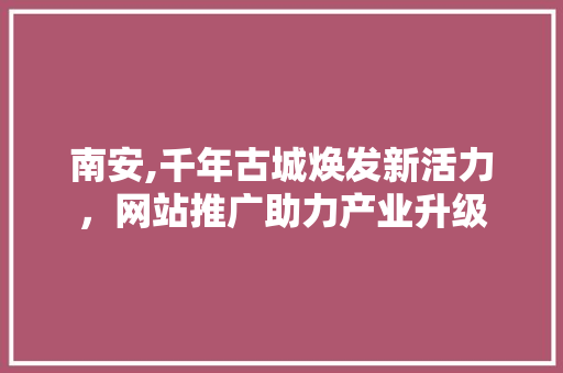 南安,千年古城焕发新活力，网站推广助力产业升级